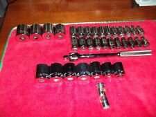 HUGE LOT OF 33 CRAFTSMAN USA METRIC/SAE SOCKETS, 1/2 DRIVE, NOS, NEW, USED, WOW picture