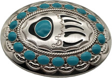 Native American Turquoise Bear Claw Belt Buckle picture