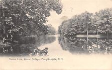 Poughkeepsie New York~Vassar Lake~Vassar College~Trees Reflect~1907 B&W Postcard picture