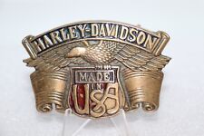 Vintage 1983 Harley Davidson Solid Brass Belt Buckle H-503 USA by Baron Buckle picture