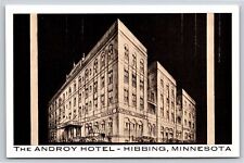 Hibbing Minnesota~Androy Hotel On Corner B&W~Vintage Postcard picture