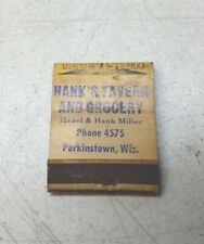 Hanks Tavern And Grocery Perkinstown Wisconsin Vintage Matchbook Cover Ph 4575 picture