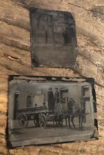 Two Occupational Tintype Photos 1860s 1870s Street Views Working Men Horses picture