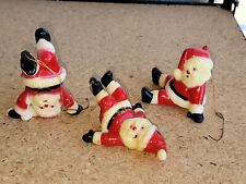 3 Vtg Tumbling Santa Christmas Tree Ornaments unmarked Decor Holiday picture