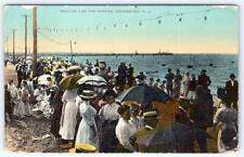 1910's KEANSBURG NEW JERSEY NJ BEACH CROWD WAITING FOR THE PARADE POSTCARD picture