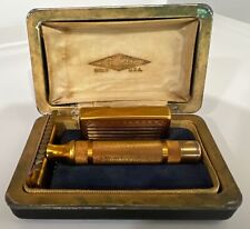 Vintage 1940's 1930’s Gillette Gold Plated Open Comb Safety Razor USA picture
