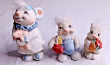 Vintage Kristen Cast Art Clay Handmade Figurines Bunny Rabbits & Mouse 4