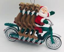 1994 Cheery Cyclists Hallmark Ornament Santa and Reindeer on Bicycles picture