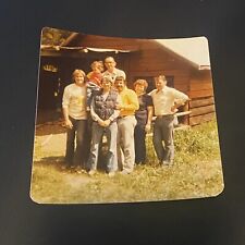 Vintage Snapshot Photo Montana Family In Front Of Western Home Ranch Cabin 1970s picture