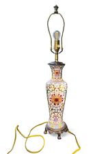 Vintage Chinoiserie Lamp Hand Painted Boho 31.5” Porcelain Vase Lamp picture