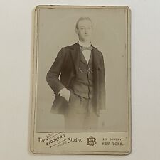 Antique Cabinet Card Photograph Handsome Young Man Hand In Pocket New York NY picture