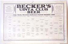 Becker's Uinta Club Beer - 1935 RMAC football schedule -unused - NOS picture