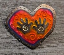 Valentine's Day Colorful Heart-Shaped Colorful Lapel Pin With Two Hand Prints picture