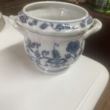 vintage blue danube onion pattern porcelain cachepot planter  picture