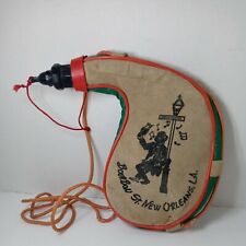 Vintage Suede Canteen Bourbon St New Orleans French Quarter Wine Water Bag Spain picture