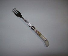 Vintage JB Silverplated Fork, Porcelain Floral Handle picture