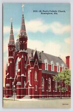 1940s St. Paul's Catholic Church North Third Ave Birmingham Alabama AL Postcard picture