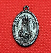 Vintage Lady of Fatima Pray For Us Medal Silver Tone Italy picture