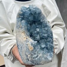 13.1LB Natural Blue Celestite Crystal Geode Cave Mineral Specimen Healing picture