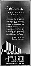 1947 The McAllister Hotel Miami John J. Woelfle GM vintage art print ad ads62 picture