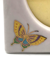 Porcelain BUTTERFLY PHOTO FRAME ~ Butterflies W/ GOLD TRIM Stunning picture