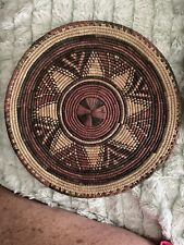 14” Handmade Southwest Native Coiled Woven Basket Boho Bowl Tray Wall Charger picture