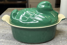 Le Creuset Duck Cast Iron Enamel Dutch Oven Casserole Green Terrine Canard Pate picture