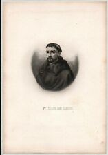 grabado lamina antique del Padre Fray Luis de Leon holy card santino image pieus picture