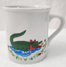 Vintage PAPEL Japan A' La Gator Le Gourmet Cup Mug w/ Alligator and Flowers picture