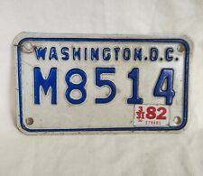 VINTAGE 1982 WASHINGTON DC MOTORCYCLE LICENSE PLATE TAG DISTRICT OF COLUMBIA  picture