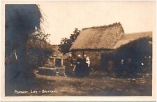 Peasant Life in Brittany France Women & Cottage Huts 1910s RPPC Postcard Photo picture