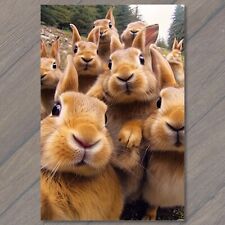 POSTCARD Bunny Selfie Bonanza Adorable Rabbit Photos Brown picture