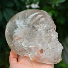 5.25LB Natural Clear quartz Carved Skull Reiki Crystal Skull Decor Mineral Gift picture