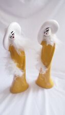 Lovely Vintage Classy Fashionista Flapper Gatsby  Pair Ceramic Figurines Yellow  picture