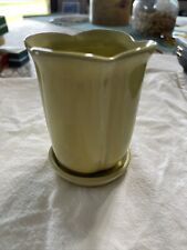 Pair Of Yellow 3 inch Tulip Ceramic Planter Pot picture