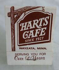 Vintage Matchbook Unstruck - Harts Cafe  - Since 1927 - Restaurant - Wayzata MN picture