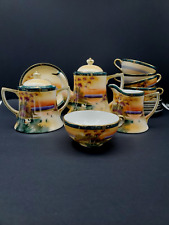 The Takito Company 1880-1948 W Incised Star Tea Set Swan Scene Hand Painted picture