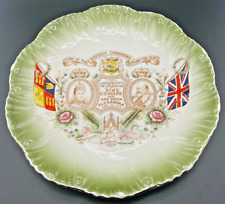 KING EDWARD VII QUEEN ALEXANDRA CORONATION 1902 GREEN RIM PLATE picture