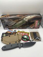 ESEE Model 3 Fixed Knife 1095 Carbon Steel Full Tang Blade Black Micarta Handle picture