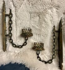 MCM Pair Hand Forged Brutalist Wall Sconces Chain Link Candle Holders 14”H picture