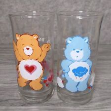 Vintage Care Bears Grumpy & Tenderheart Glasses 1983 Pizza Hut Drinking Cups picture