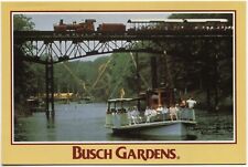 Postcard Chrome Amusement Park Busch Gardens, Williamsburg VA Train Coaster Boat picture