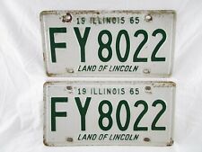1965 Illinois License Plate #FY8022 Matching Pair  Land Of Lincoln Original Used picture