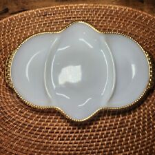 1950s Vintage Milk White OVEN Fire King Ware Divided Serving Dish Gold Bead picture