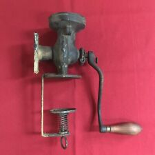 Antique Coffee Grinder Landers, Frary & Clark Wall Mount Wood Handle Cast Iron picture