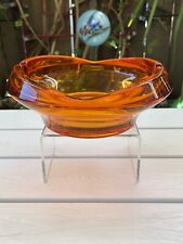 Vintage MCM Viking Glass Persimmon Orange Ashtray 2 Slot 7