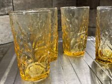 4 VTG Morgantown Seneca Driftwood YELLOW Crinkle 6 - 7 oz Juice Glasses Amber picture