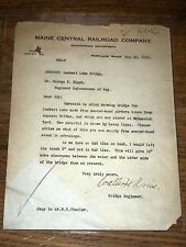 1915 Maine Central Railroad Company Engineering Department Letter - Portland ME picture