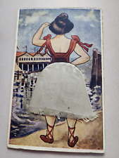 RARE Antique 1910s Postcard RISQUE WOMAN BATHING Big Butt Humor SECRET SKIRT MSG picture