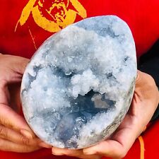 3.14LB Natural Beautiful Blue Celestite Crystal Geode Cave Mineral Specimen 257 picture